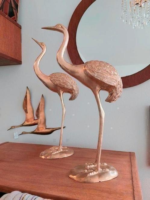 Grote Messing Kraanvogels Kraanvogel Vogels Vogel Messing, Antiek en Kunst, Kunst | Designobjecten, Ophalen of Verzenden