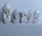 5 x Drusy Sneeuwkwarts Torens, Punten, zie beschrijving, Verzamelen, Ophalen of Verzenden, Mineraal