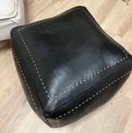 Nieuwe Marokkaanse handgemaakte leren poef, gevuld zwart, Minder dan 50 cm, Vierkant, Nieuw, Ophalen of Verzenden