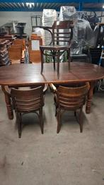 Stamtafel cafe horeca mancave 220x110cm + thonet stoelen set, Huis en Inrichting, 200 cm of meer, Ophalen of Verzenden, Zo goed als nieuw