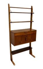 Vintage Wandmeubel Wandkast Teak Tijsseling Vrijstaand 60's, Gebruikt, Vintage, Minder dan 150 cm, Met lade(s)