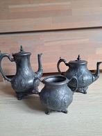 Antiek koffie- en  theekan met suikerpot van tin, Antiek en Kunst, Ophalen