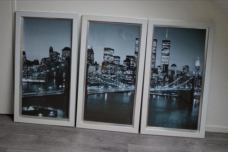 Drieluik New York Skyline Foto's, Huis en Inrichting, Woonaccessoires | Schilderijen, Tekeningen en Foto's, Zo goed als nieuw