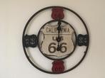 Retro Route 66 Metaal Wandklok 53cm doorsnede Nieuw in doos, Ophalen of Verzenden, Nieuw, Analoog, Wandklok