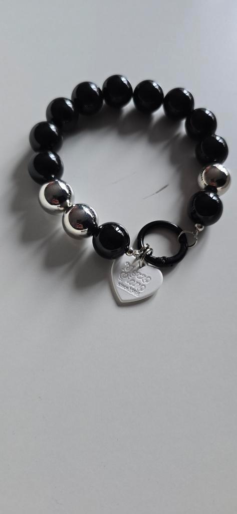 Luxe Sleutelhanger Koord – Zwart/Zilver Style, Sieraden, Tassen en Uiterlijk, Armbanden, Nieuw, Zilver, Zwart, Ophalen of Verzenden