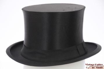 vintage Claque Klakhoed / Vouwbare hoge hoed zwart zijde 54 beschikbaar voor biedingen
