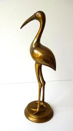 Brons/koper beeld van een staande vogel flamingo 2731-b, Antiek en Kunst, Ophalen of Verzenden