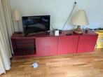 Rode Kast met Glazen Legplanken, Gebruikt, 150 tot 200 cm, Ophalen of Verzenden, Minder dan 100 cm