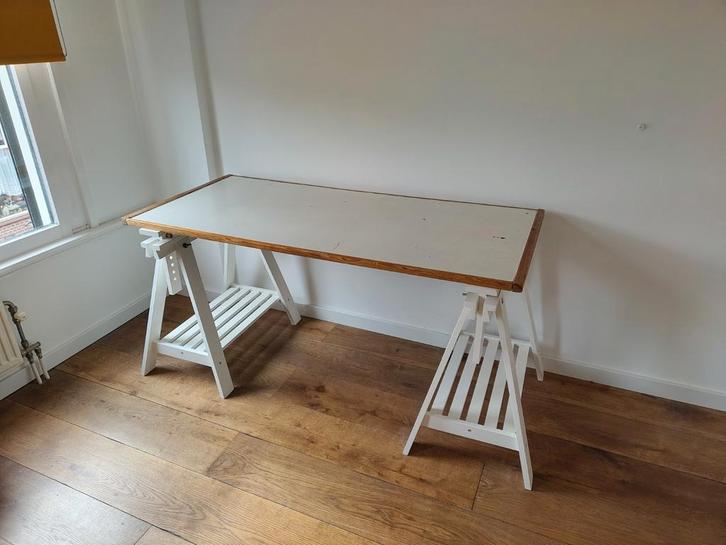 Bureaublad en/of Ikea schragen, Huis en Inrichting, Bureaus, Gebruikt, Ophalen