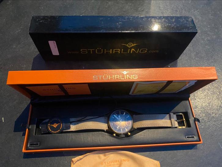 Stuhrling heren horloge incl papieren en bewaardoos, Sieraden, Tassen en Uiterlijk, Overige Accessoires, Zo goed als nieuw, Ophalen
