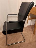 Mooie zwarte eettafelstoel met armleuning, Ophalen, Gebruikt, Zwart, Leer