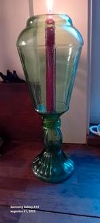 Vintage Empoli groene glazen Kandelaar Italy, 38 cm., Antiek en Kunst, Antiek | Glas en Kristal, Ophalen