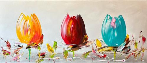 Gena Gennadyj- Tulpen- Handgeschilderd- Uniek, Antiek en Kunst, Kunst | Schilderijen | Abstract, Ophalen of Verzenden