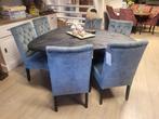 *VOORRAAD* 6 Landelijke Eetkamerstoelen Bianca Licht Blauw 1, Nieuw, Ophalen of Verzenden, Stof, Vijf, Zes of meer stoelen
