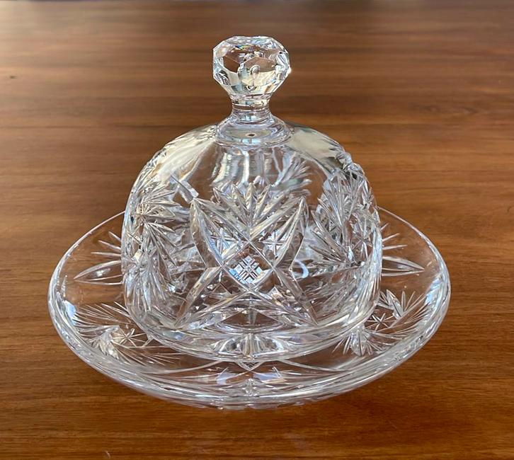 Kristallen stolp met pinwheel patroon, Antiek en Kunst, Antiek | Glas en Kristal, Ophalen of Verzenden