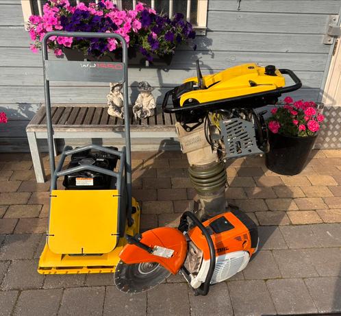 Trilplaat + stamper + Doorslijper, Tuin en Terras, Overige Tuin en Terras, Gebruikt, Ophalen