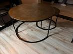 Bronzen salons tafels, Huis en Inrichting, Tafels | Salontafels, Ophalen, Rond, 50 tot 100 cm, Zo goed als nieuw