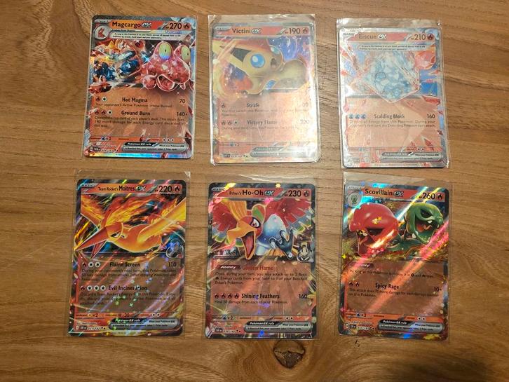 Setje 6 rode ex pokemon kaarten, Hobby en Vrije tijd, Verzamelkaartspellen | Pokémon, Meerdere kaarten, Ophalen of Verzenden