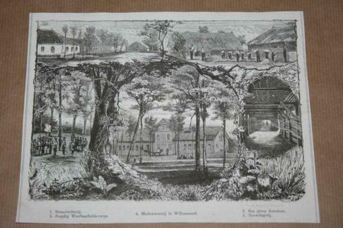 Antieke gravure - Willemsoord (Kol. v Weldadigheid) - 1875, Antiek en Kunst, Kunst | Etsen en Gravures, Ophalen of Verzenden