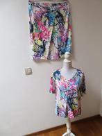 K68 FRANK WALDER rok en shirt wit blauw roze maat 46, Kostuum of Pak, Blauw, Maat 46/48 (XL) of groter, Ophalen of Verzenden