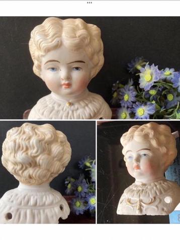 🌿 Pop,”ANTIEK PARIAN PORSELEINEN POPPENHOOFD”🌿 beschikbaar voor biedingen