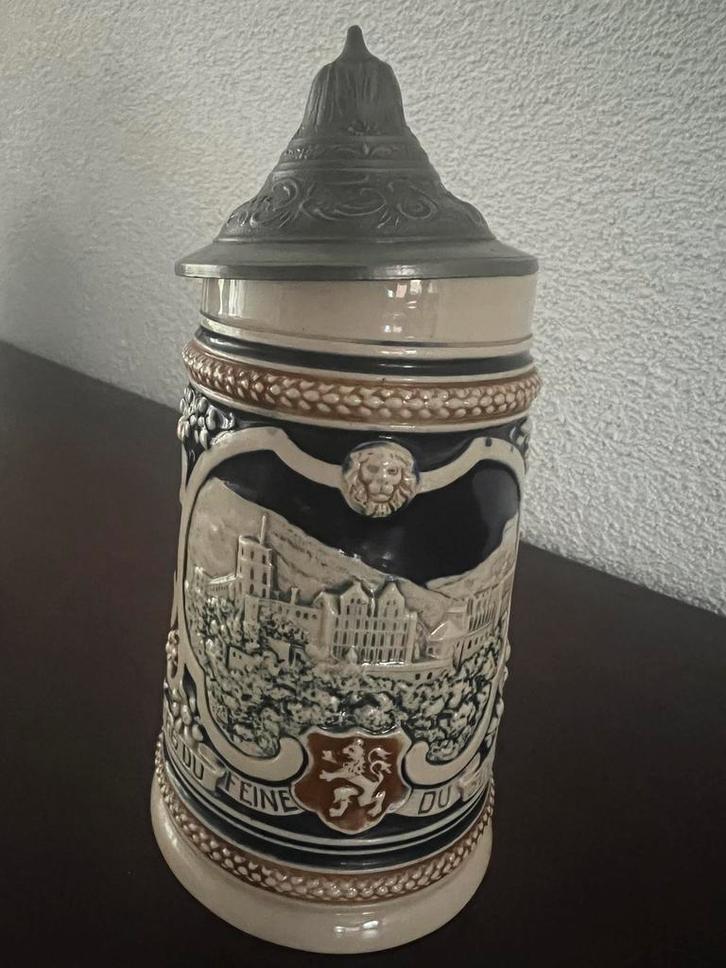 Antieke Duitse Bierpul met Deksel, Antiek en Kunst, Antiek | Keramiek en Aardewerk, Ophalen