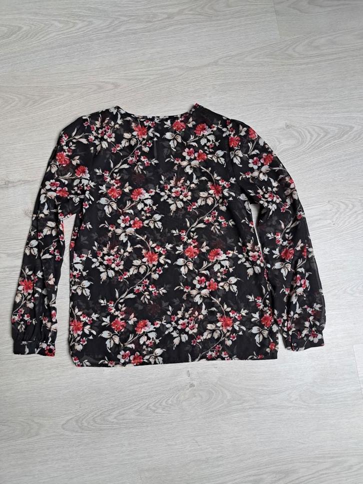 Doorzichtige gebloemde blouse (Atmosfeer), Kleding | Dames, Blouses en Tunieken, Gedragen, Maat 36 (S), Overige kleuren, Ophalen of Verzenden