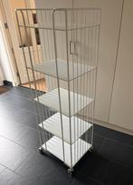 Witte metalen stellingkast op wielen, Ophalen, Gebruikt