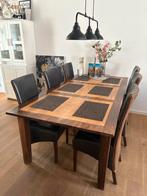 Eettafel en 6 eetkamerstoelen, Ophalen, Gebruikt, 200 cm of meer, 50 tot 100 cm