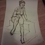 Naakt tekening in inkt, Ophalen of Verzenden