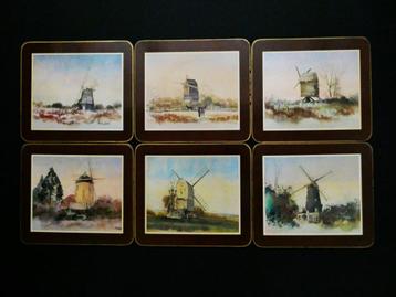 Zes Grote onderzetters / placemats met windmolens molen beschikbaar voor biedingen