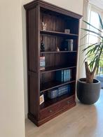 Prachtige teakhouten boekenkast met 2 laatjes, Ophalen, 100 tot 150 cm, 200 cm of meer, Teakhout