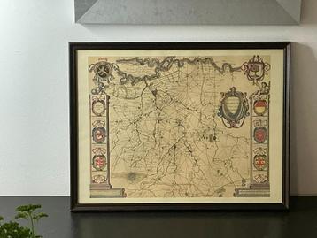 Ingelijste landkaart van Brabant – reproductie 17e eeuws beschikbaar voor biedingen