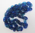 Vintage mooie Lucite blauw kleur schakel ketting, Sieraden, Tassen en Uiterlijk, Verzenden, Zo goed als nieuw