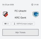 2 tickets FC Utrecht - KRC Genk (naast elkaar), Tickets en Kaartjes, Losse kaart, Twee personen, Januari, Europa of Champions League