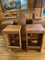 Hoge tafel met 4 of 5 krukken, Ophalen, Zo goed als nieuw