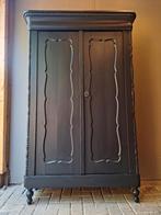 Mat zwarte biedermeier kledingkast linnenkast, Antiek en Kunst, Ophalen of Verzenden