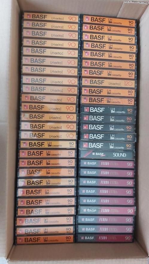 Cassettebandjes 90 minuten Basf normaal 50 stuks, Cd's en Dvd's, Cassettebandjes, Gebruikt, Voorbespeeld, Overige genres, 26 bandjes of meer