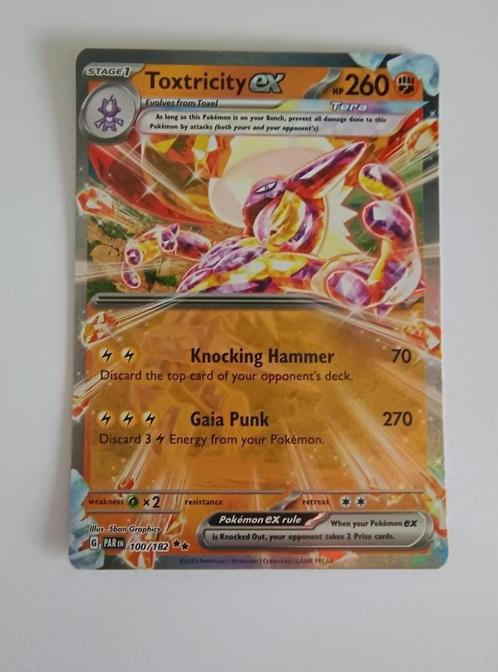 Toxtricity EX 100/182 (Paradox Rift), Hobby en Vrije tijd, Verzamelkaartspellen | Pokémon, Zo goed als nieuw, Losse kaart, Ophalen of Verzenden