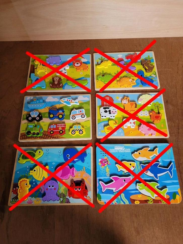 Houten puzzels baby en peuter dieren vissen boerderij en mee, Kinderen en Baby's, Speelgoed | Kinderpuzzels, Zo goed als nieuw
