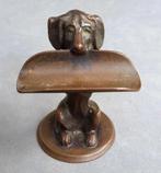 Om 1900-1950 Bronzen Bureau Beeld Pen Houder Hond Teckel