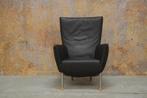 ZGANieuw donkerbruine leren Label Foxx design fauteuil, Label Foxx, 75 tot 100 cm, Ophalen of Verzenden, Zo goed als nieuw