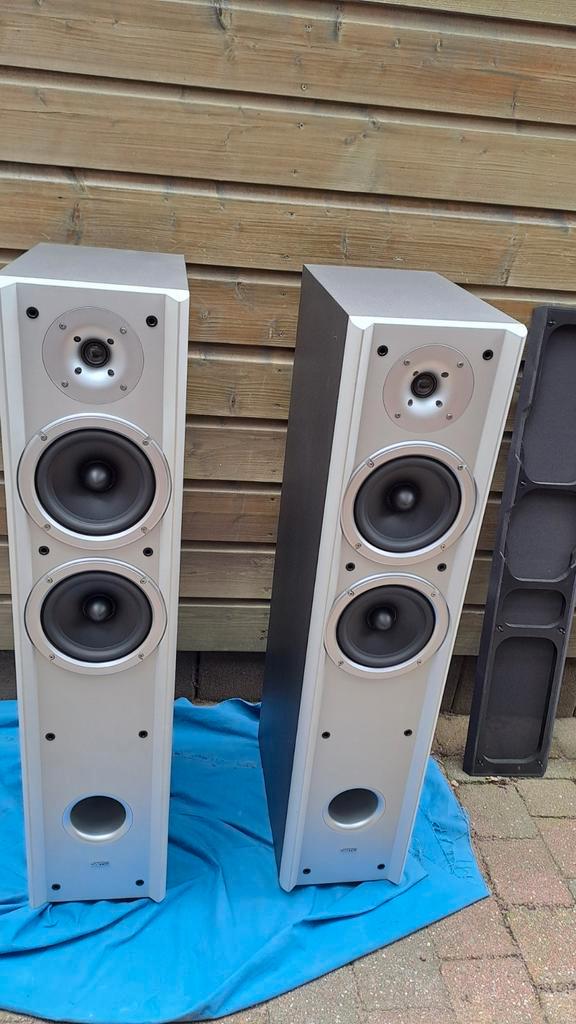 Jamo S 718 Luidsprekers - Topgeluid!, Audio, Tv en Foto, Luidsprekers, Gebruikt, Front, Rear of Stereo speakers, 120 watt of meer
