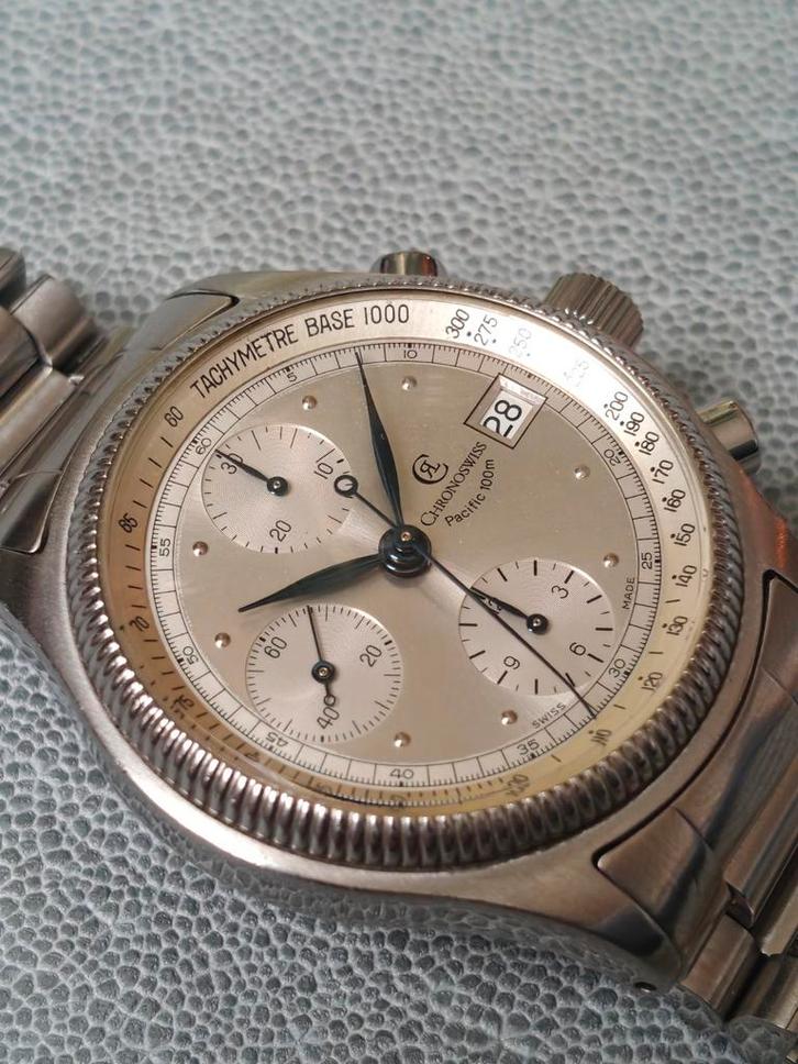 Chronoswiss Pacific 39mm met Valjoux 7750 uurwerk, Sieraden, Tassen en Uiterlijk, Horloges | Heren, Zo goed als nieuw, Polshorloge