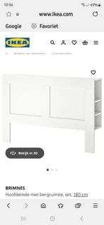 Ikea brimnes hoofdbord 1,80, Huis en Inrichting, Slaapkamer | Bedden, Ophalen, Wit, Tweepersoons, Zo goed als nieuw