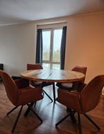 Ronde mangohouten eettafel met 4 stoelen, Rond, Zo goed als nieuw, Modern, Vier personen