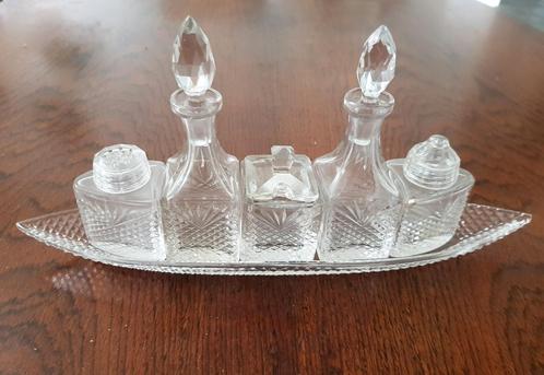 Schitterende antieke geslepen kristallen menage-set, Antiek en Kunst, Antiek | Servies los, Ophalen of Verzenden