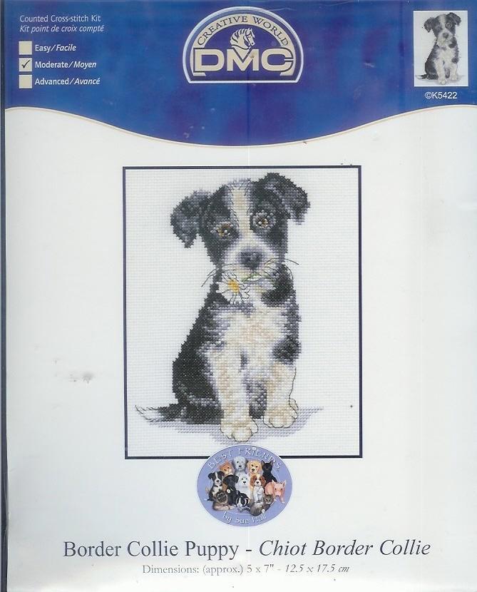 Cado Opruiming dmc borduurpakket border collie puppy 5422, Hobby en Vrije tijd, Borduren en Borduurmachines, Nieuw, Borduurpakket