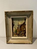 Klein vintage olieverf schilderij straat Parijs. Ingelijst, Ophalen