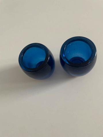 Blauwe Glazen Kaarsenhouders - 7 stuks beschikbaar voor biedingen